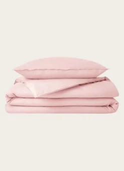TAIE D'OREILLER UNIE EN COTON LAVÉ BIO ROSE PÂLE