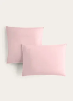 TAIE D'OREILLER UNIE EN COTON LAVÉ BIO ROSE PÂLE