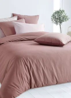 TAIE D'OREILLER UNIE EN COTON LAVÉ BIO ROSE
