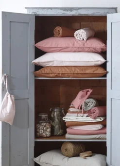 TAIE D'OREILLER UNIE EN COTON LAVÉ BIO ROSE