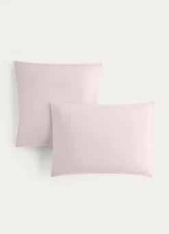 TAIE D'OREILLER UNIE EN COTON LAVÉ BIO ROSE CLAIR