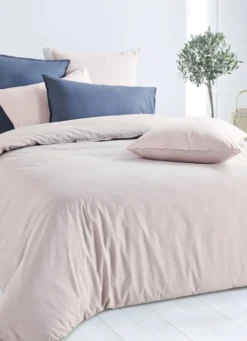 TAIE D'OREILLER UNIE EN COTON LAVÉ BIO ROSE CLAIR