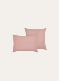TAIE D'OREILLER UNIE EN LIN LAVÉ 165GR ROSE