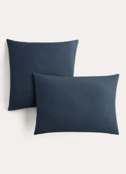 TAIE D'OREILLER UNIE EN LIN LAVÉ 165GR BLEU