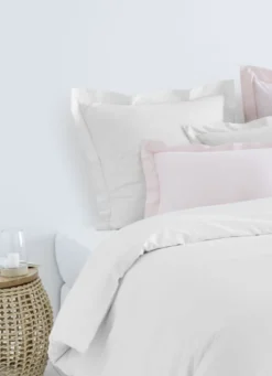 TAIE D'OREILLER UNIE EN PERCALE DE COTON BLANC