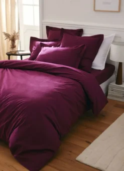 TAIE D'OREILLER UNIE EN PERCALE DE COTON GRENAT
