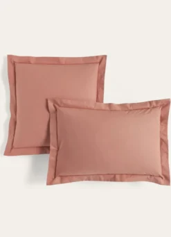 TAIE D'OREILLER UNIE EN PERCALE DE COTON CORAIL