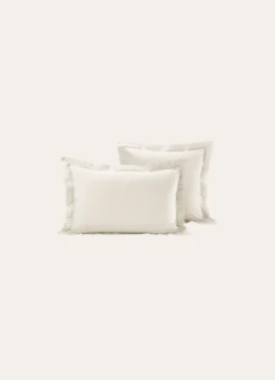 TAIE D'OREILLER UNIE EN PERCALE DE COTON ÉCRU