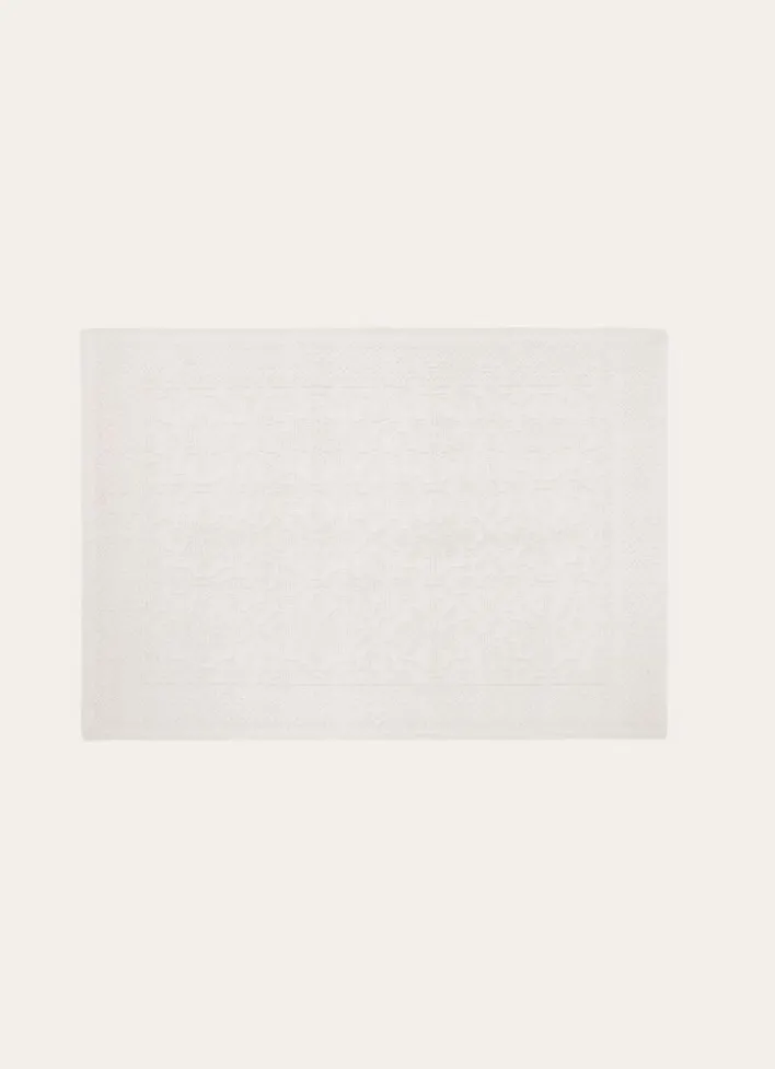 TAPIS DE BAIN JACQUARD UNI ANTIDÉRAPANT BLANC CASSÉ