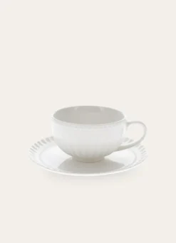 TASSEAVEC SOUCOUPE EN PORCELAINE BLANC