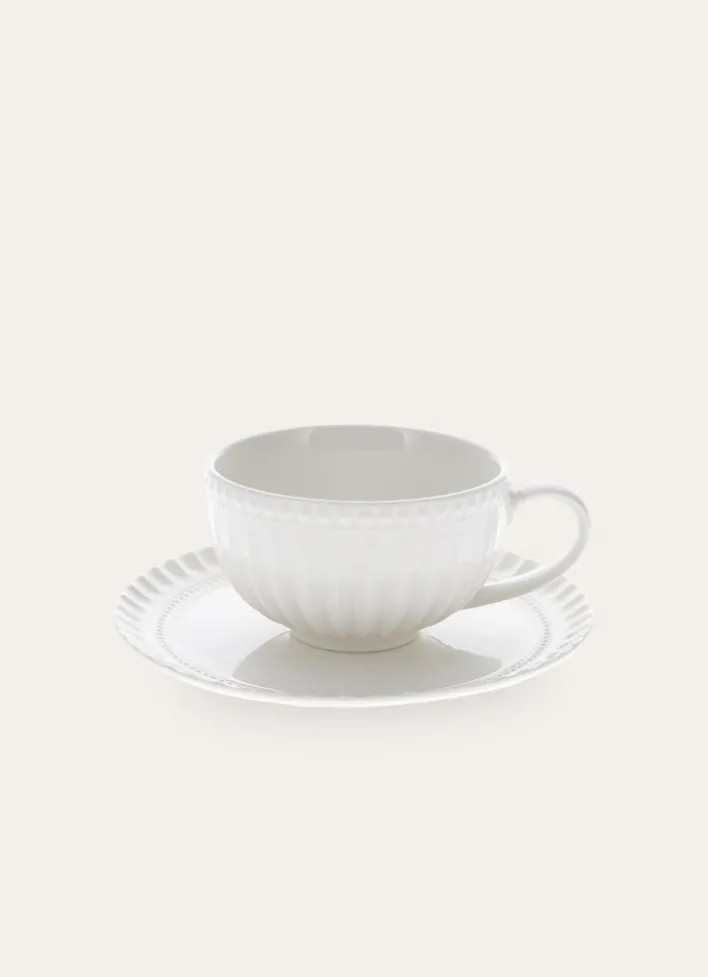 TASSEAVEC SOUCOUPE EN PORCELAINE BLANC