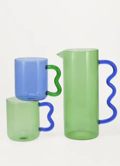 TASSE EN VERRE VERT/BLEU