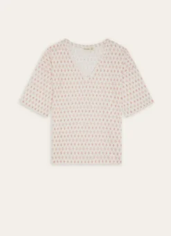 TEE-SHIRT EN MAILLE IMPRIMÉE ECRU