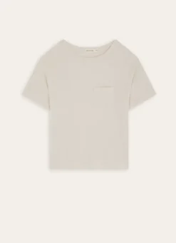 TOP MANCHES COURTES EN MAILLE NID D'ABEILLE ECRU