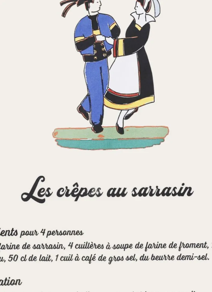 TORCHON CRÊPE BRETONNE FAÏENCE MULTICOLORE