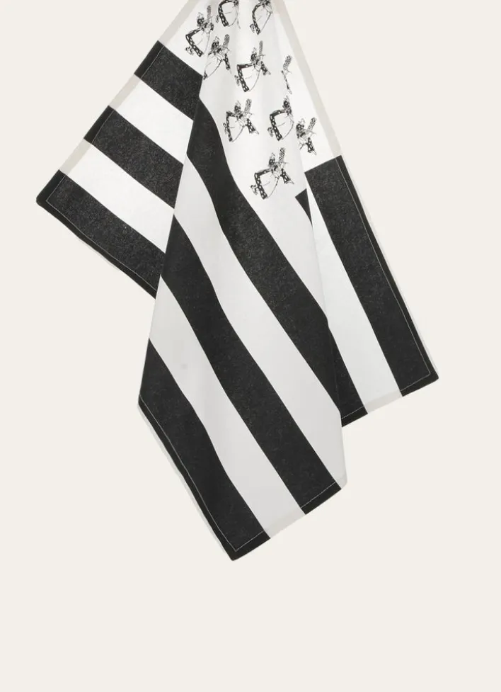 TORCHON EN COTON DRAPEAU BRETON BLANC