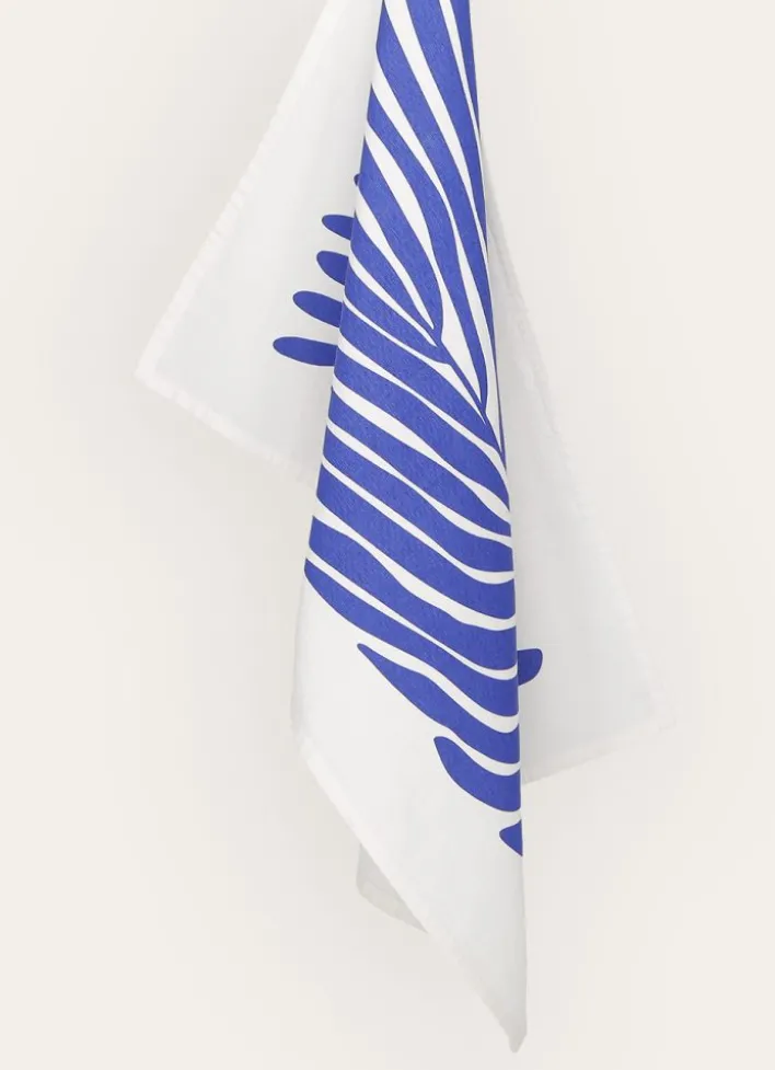 TORCHON EN COTON IMPRIMÉ VÉGÉTAL COBL BLEU