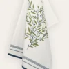 TORCHON MOTIF FEUILLAGE MULTICOLORE/BLANC