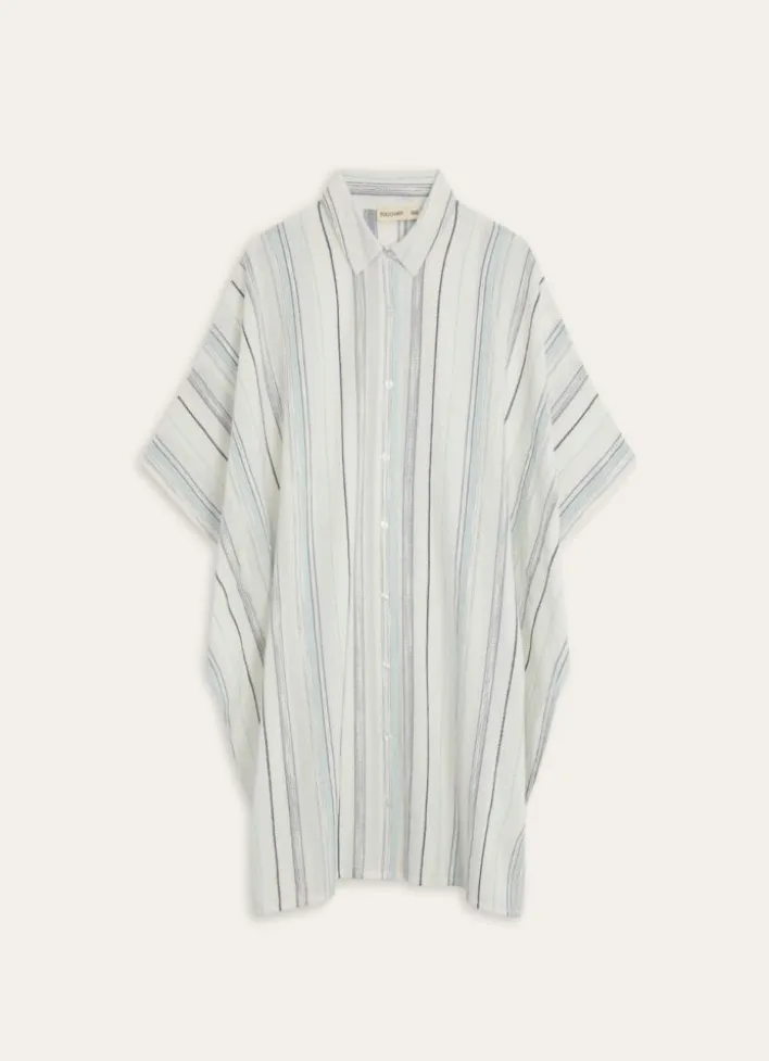 TUNIQUE BOUTONNÉE FORME AMPLE EN COTON ECRU