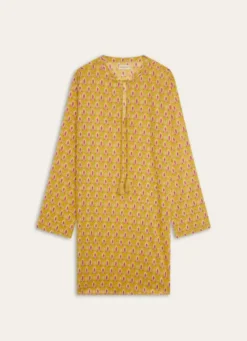 TUNIQUE EN COTON IMPRIMÉ INDIEN JAUNE