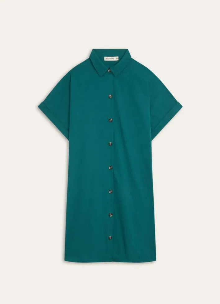TUNIQUE MANCHES COURTES EN COTON TWILL EMERAUDE