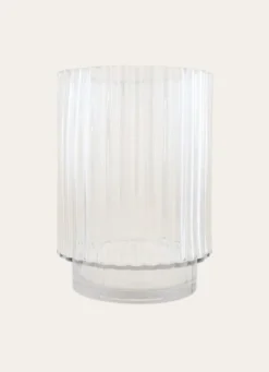 VASE CYLINDRIQUE EN VERRE STRIÉ TRANSPARENT
