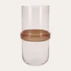 VASE EN VERRE AVEC CERCLE FAIT MAIN BRUN TRANSPARENT