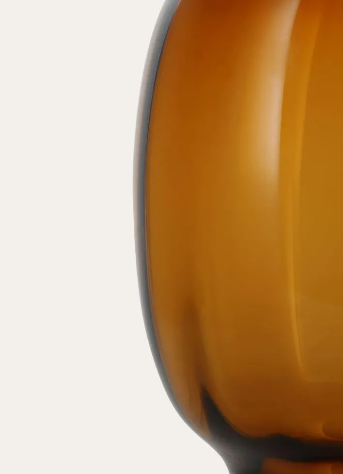 VASE EN VERRE AVEC SOCLE ÉPAIS FAIT MAIN AMBRE