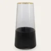 VASE EN VERRE BICOLORE AVEC LISERET DORÉ TRANSPARENT/NOIR