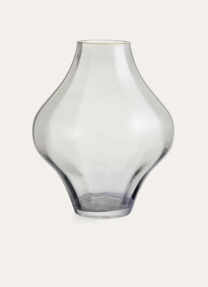 VASE EN VERRE BOMBÉ TRANSPARENT/LISERET DORE