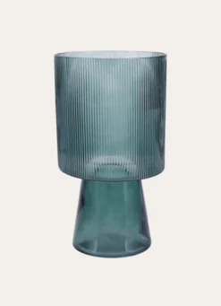 VASE EN VERRE STRIÉ EFFY VERT TRANSPARENT