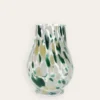 VASE EN VERRE TRANSPARENT TACHETÉ TRANSPARENT VERT BEIGE