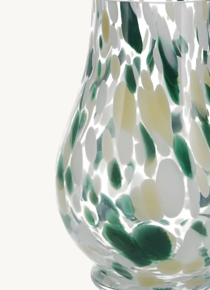 VASE EN VERRE TRANSPARENT TACHETÉ TRANSPARENT VERT BEIGE