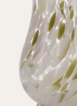 VASE EN VERRE TRANSPARENT TACHETÉ BEIGE ROSE OLIVE