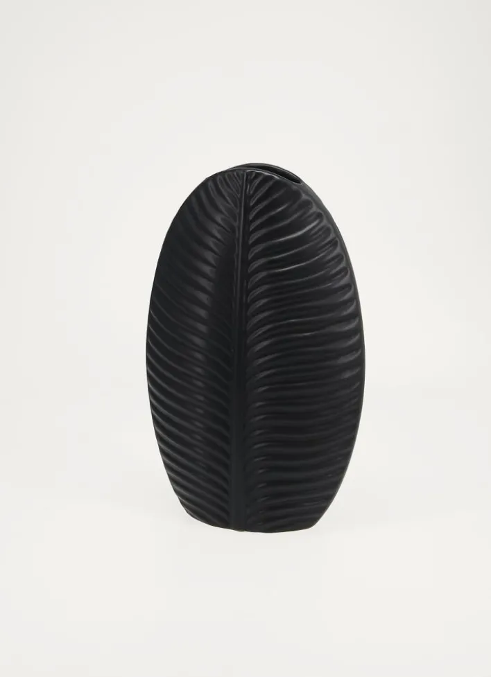 VASE FEUILLE EN CERAMIQUE Noir