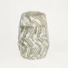 VASE MULTIPLES FACETTES EN FAIENCE BLANC/VERT