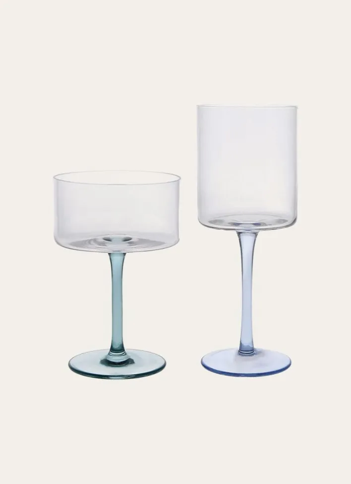 VERRE À EAU SUR PIED ALVIN VERT D'EAU
