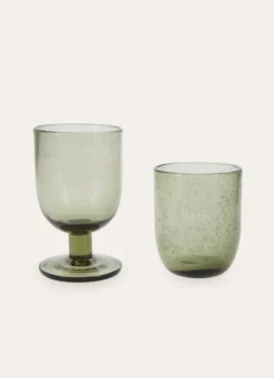 VERRE À PIED BULLÉ LUBERON GRIS VERT