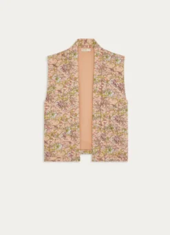 VESTE SANS MANCHES EN VISCOSE IMPRIMÉE NOUR CORAIL