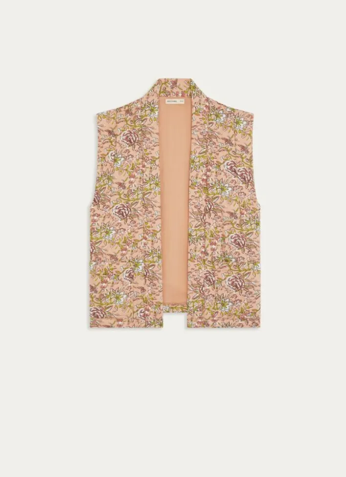 VESTE SANS MANCHES EN VISCOSE IMPRIMÉE NOUR CORAIL