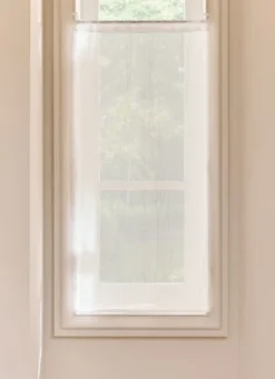 VITRAGE DROIT TAMISANT EFFET FROISSÉ PASSE-TRINGLE BLANC
