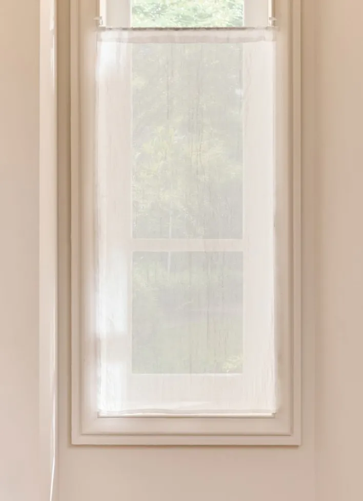 VITRAGE DROIT TAMISANT EFFET FROISSÉ PASSE-TRINGLE BEIGE