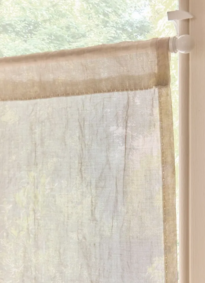 VITRAGE DROIT TAMISANT EFFET FROISSÉ PASSE-TRINGLE BEIGE