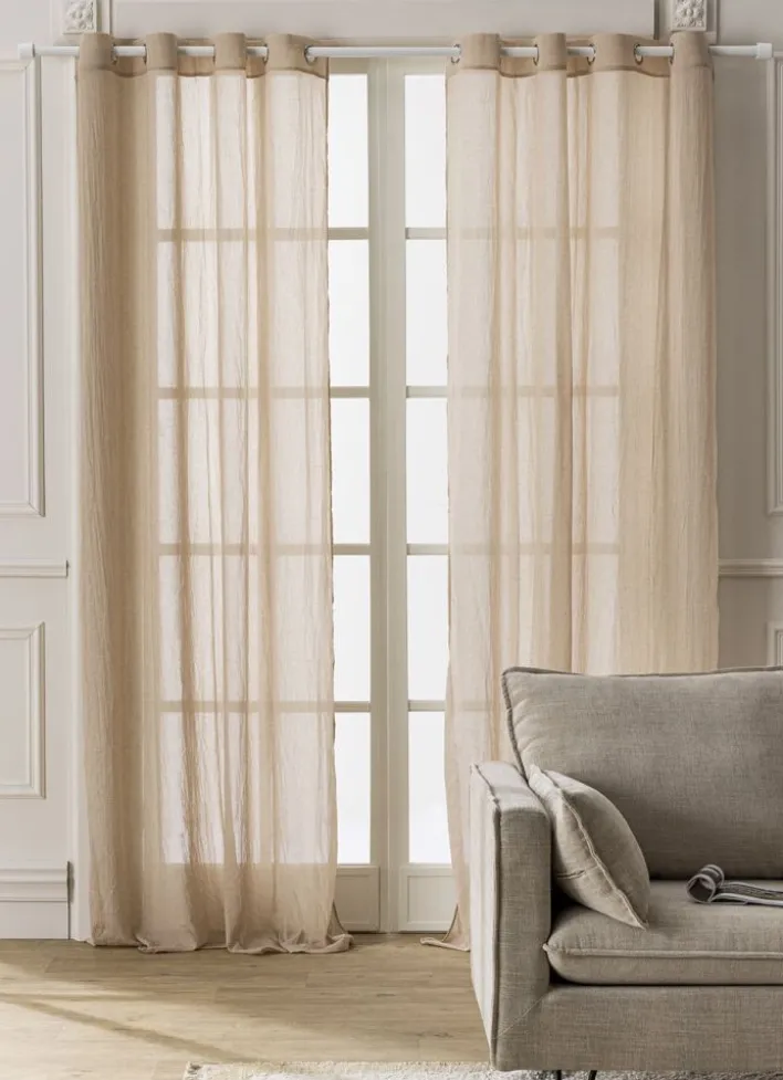 VOILAGE UNI TRAMÉ RUCHER MARRON CLAIR